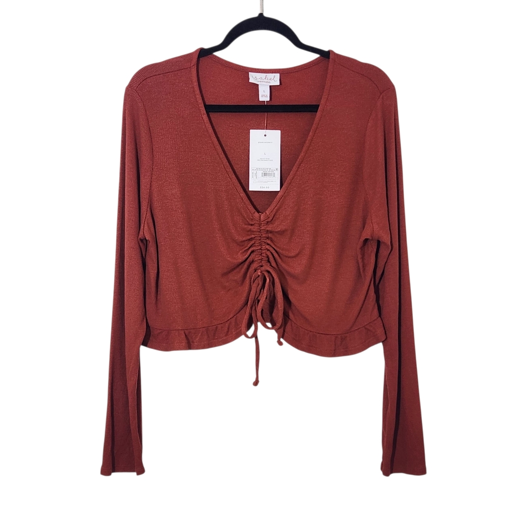 Isabel Maternity Rust Long Sleeve Crop Top NWT Size Large Maternity